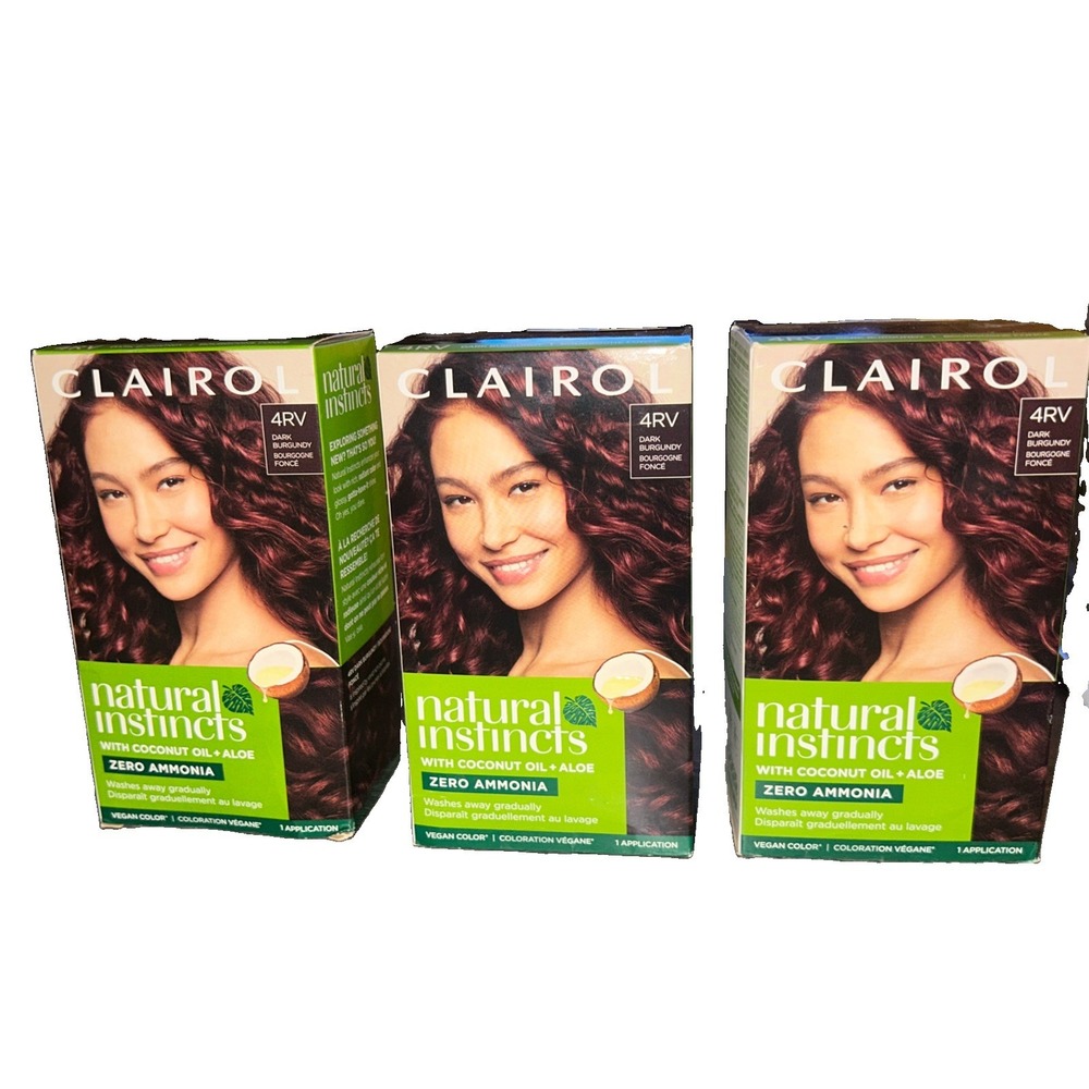 3 Clairol Natural Instincts Hair Color 4RV Dark Burgundy  New (B7)